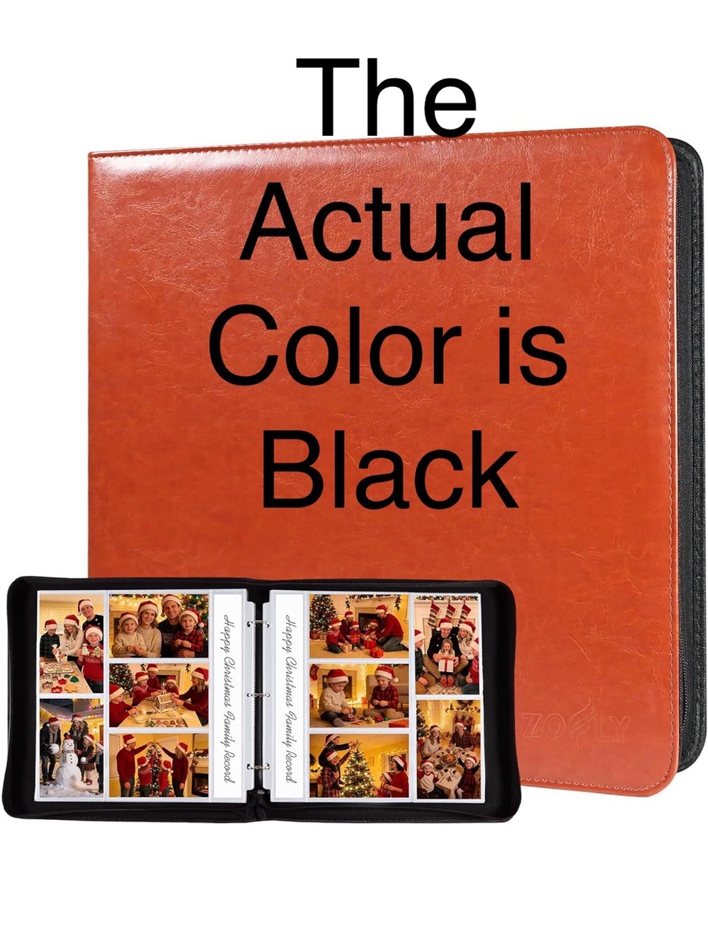 NWOT Zofly 4x6 Photo Album for 3-Ring Binder – Zippered Leather Picture Album